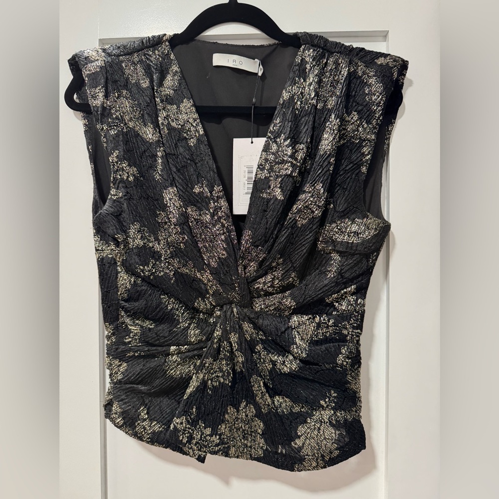 NWT IRO Tuolo Black and Gold Top - Picture 6 of 11
